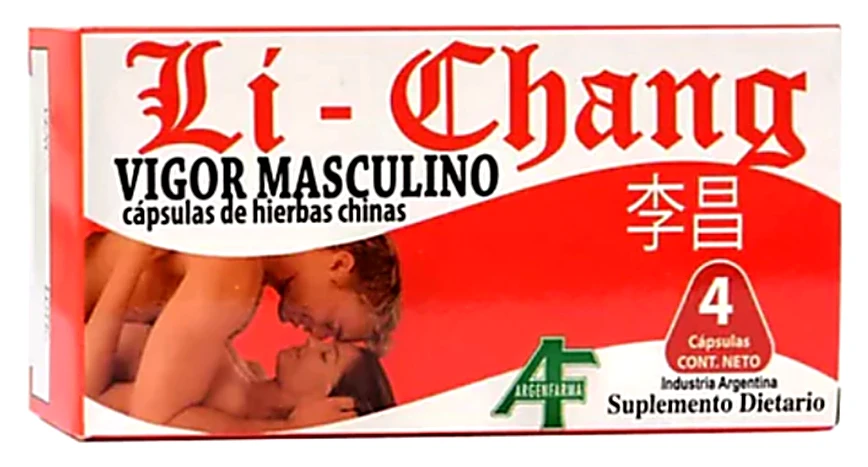 Caja de Li-Chang, suplemento natural para el vigor masculino con L-Arginina y hierbas chinas, 4 cápsulas